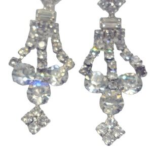 Rhinestone dangling earrings with screw backs